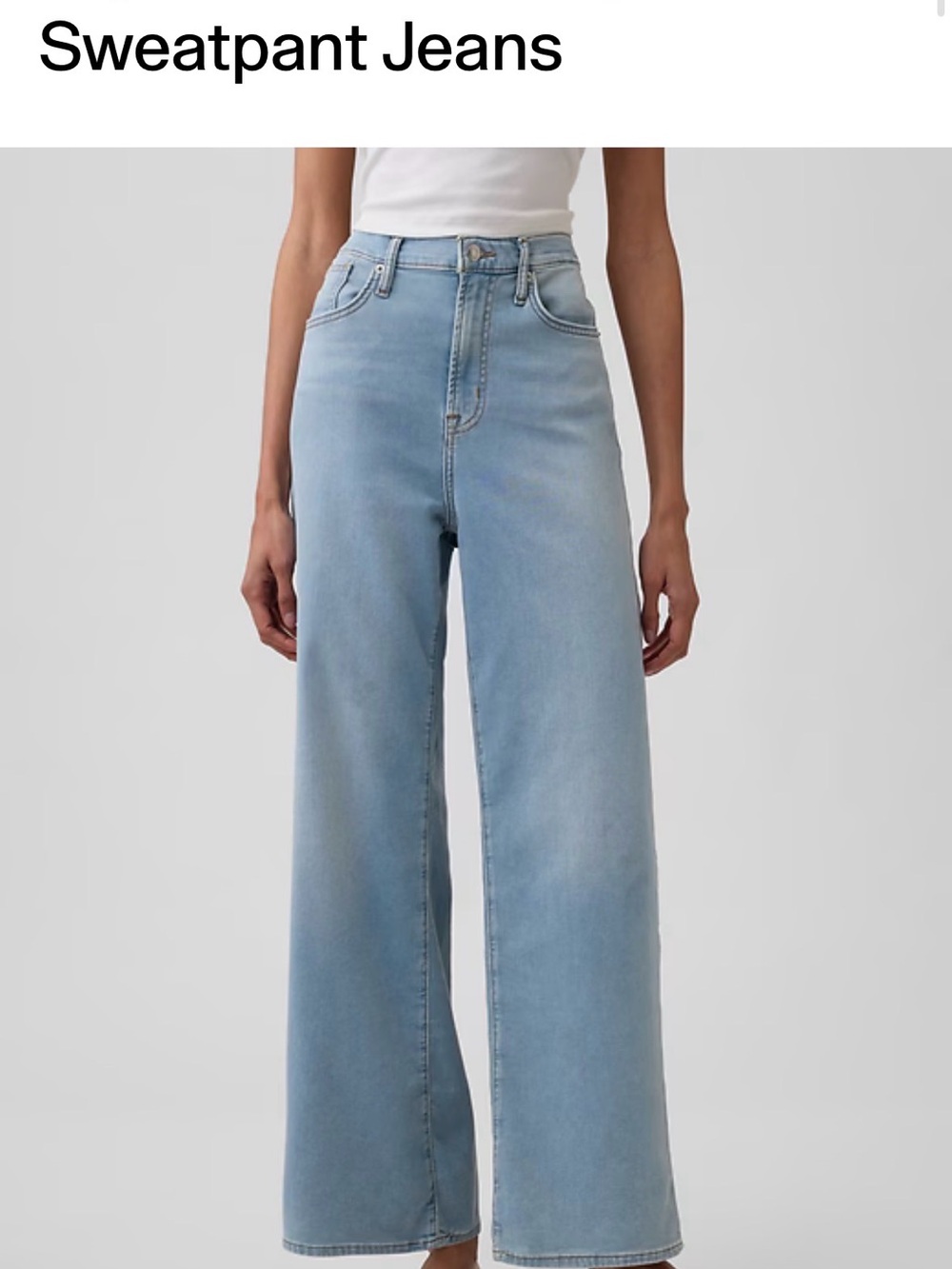 GAP Sweatpant Jeans Light Blue Wide Leg Jeans for Women 28 Reg - Picture 2 of 3